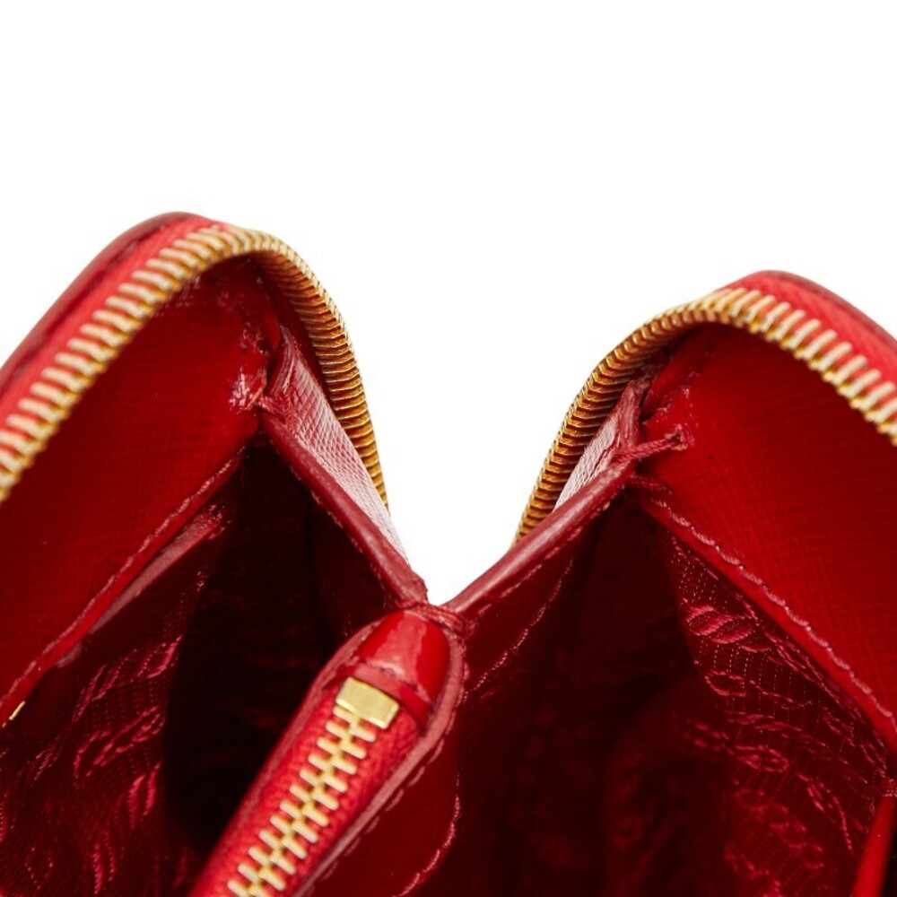 Prada Bag Plate Triangle Saffiano Leather Logo Shoulder Red Handbag - Picture 8 of 9